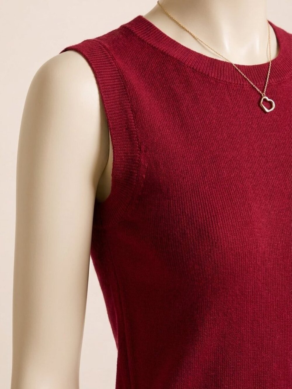 Arach&Cloz Sleeveless Knit Tank Top Wine Red M